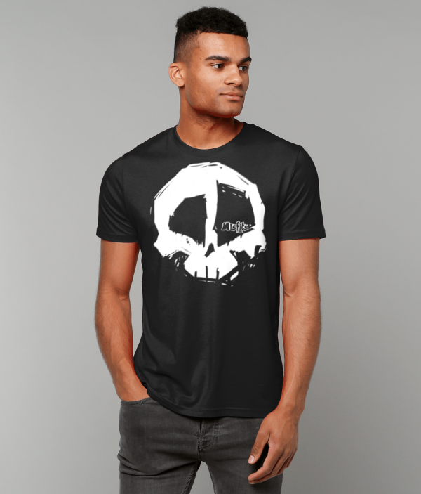 Black Skull Logo T-shirt, Organic Cotton T-shirts, Quality Tees, Misfits inc Tshirt, White Logo Tshirts -