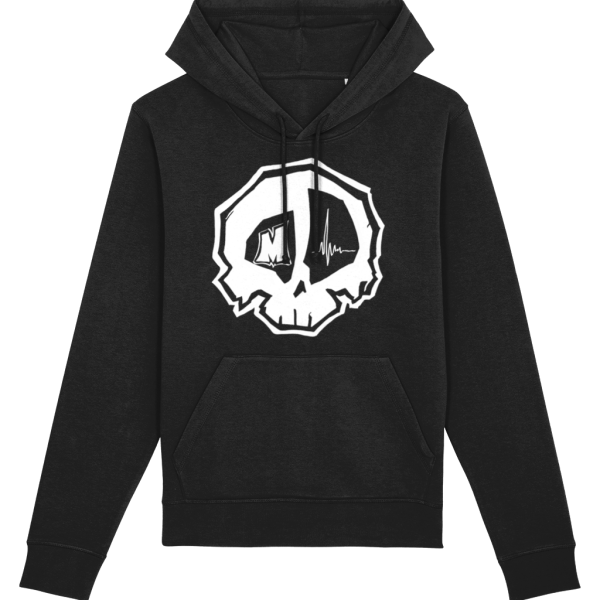 Best Black Skull Hoodie - Skulls Print Hoodies - ECO Organic ring-spun Combed Cotton Clothing - White Skull Hooded Sweatshirt - Skull Art & Design